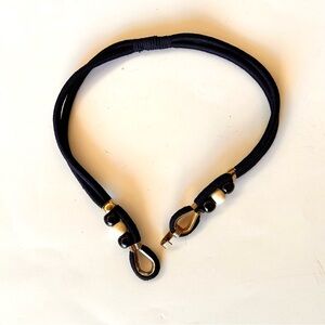 Vintage Elastic Rope Belt Navy Gold Tone Resin Beads Y2K